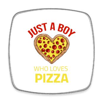 just a boy who loves pizza - Viereckiger Kühlschrankmagnet - Weiß - Vorne