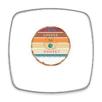 FROM COFFEE TO SUNSET - Viereckiger Kühlschrankmagnet - Weiß - Vorne