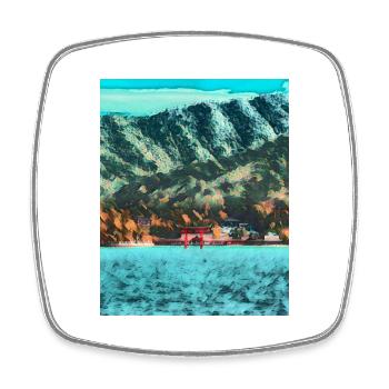 Red Gate of Peace, Ashinoko Lake, Japan - Square fridge magnet - white - Front