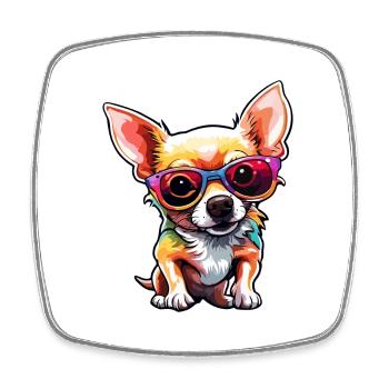 Chihuahua / kleiner Hund / Tier / winzig / Rasse - Viereckiger Kühlschrankmagnet - Weiß - Vorne