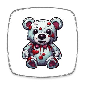 Ours en peluche / Peluche / Animal en peluche / Idée cadeau - Magnet carré - blanc - Devant
