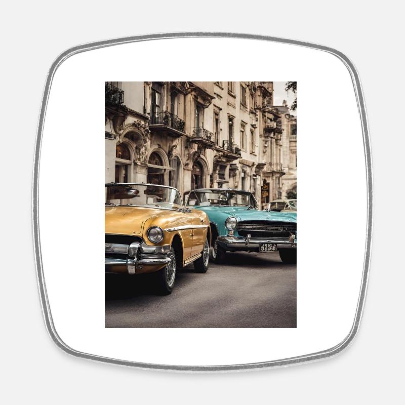 Vintage car - Square fridge magnet - white