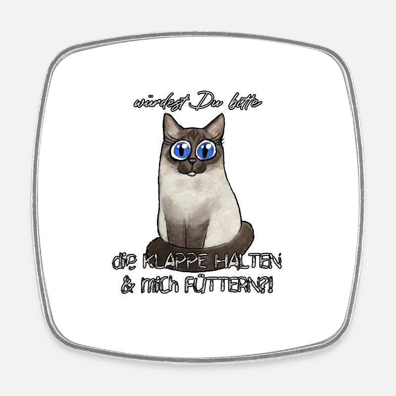 Hungrige Katze - Viereckiger Kühlschrankmagnet - Weiß