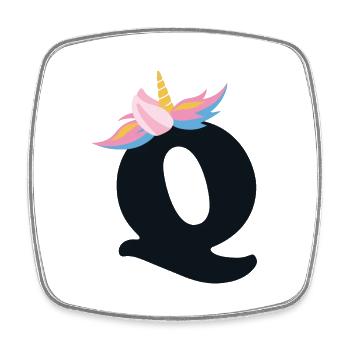 Einhorn-Buchstabe Regenbogenstyle "Q" | be unique - Viereckiger Kühlschrankmagnet - Weiß - Vorne