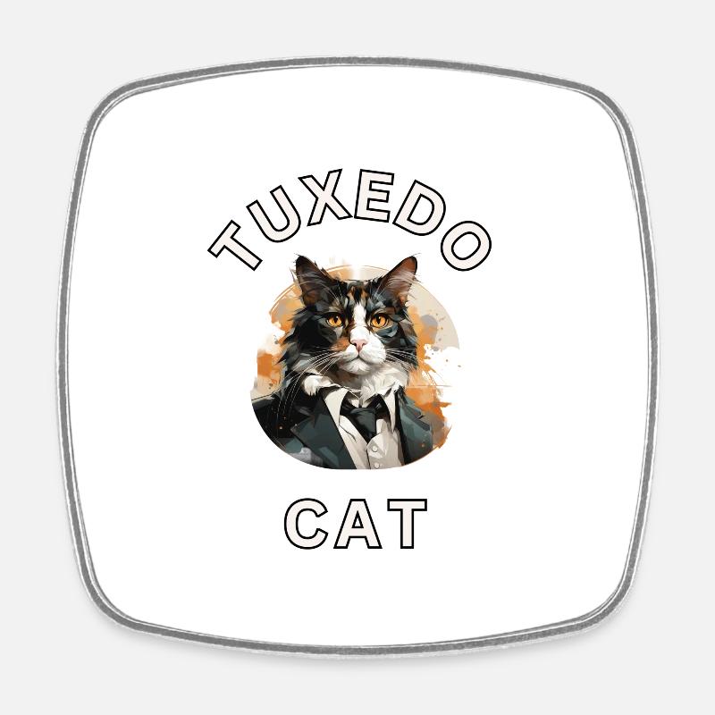 Tuxedo Cat - Square fridge magnet - white