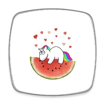 Licorne sur pastèque - Magnet carré - blanc - Devant