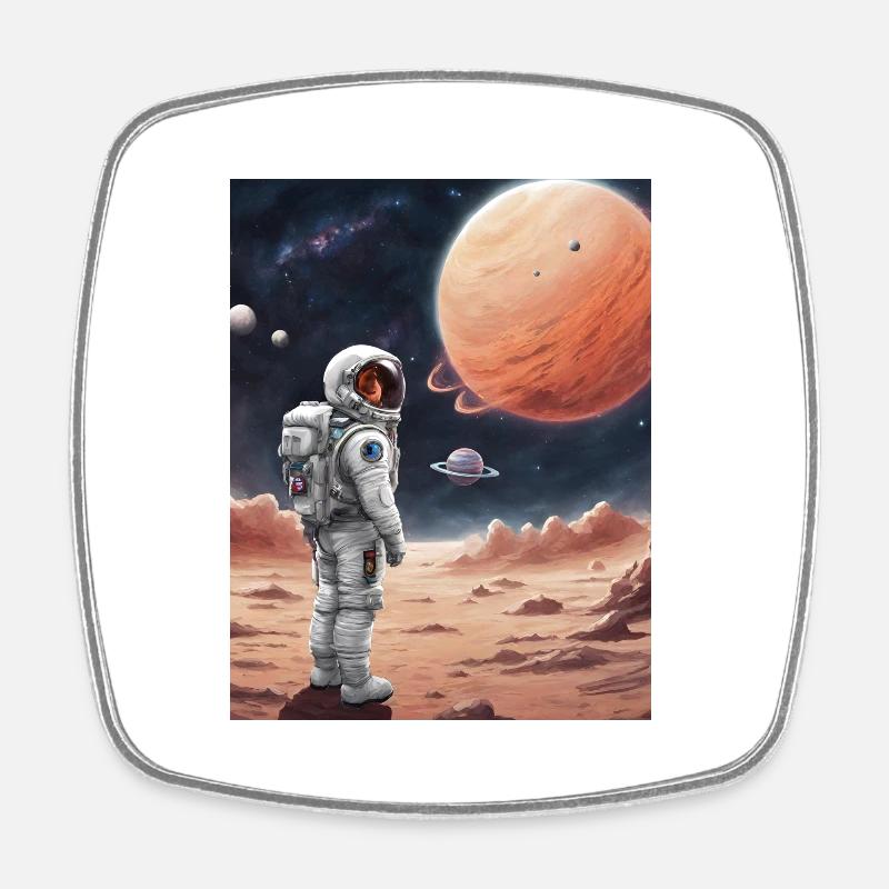 Space Astronaut - Square fridge magnet - white