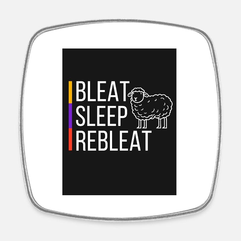 Bleat Sleep Rebleat - Square fridge magnet - white