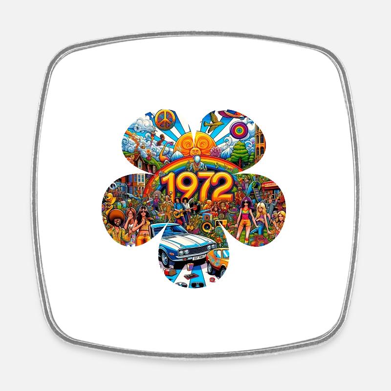 1972 (flower) - Square fridge magnet - white