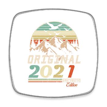 2021 Vintage Retro Geburtstag Vintage Geschenk - Viereckiger Kühlschrankmagnet - Weiß - Vorne
