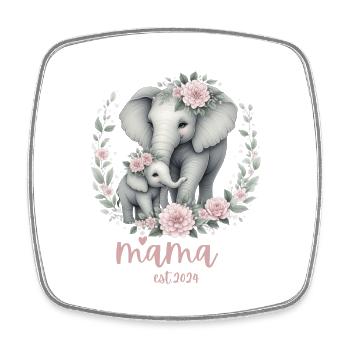 Mama 2024 Elephant Floral Wreath Celebration - Viereckiger Kühlschrankmagnet - Weiß - Vorne