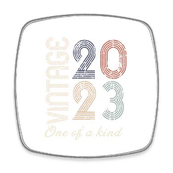 1st Anniversary 2023 - Vintage Retro Gift Idea - Square fridge magnet - white - Front