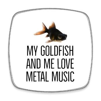 Black Goldfish aime la musique métal - Magnet carré - blanc - Devant