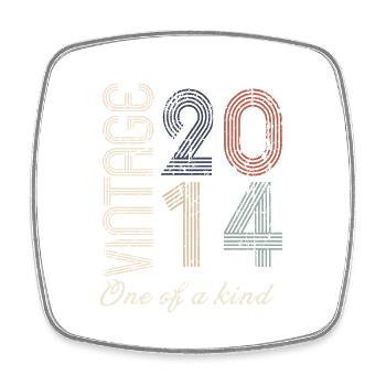 10th Anniversary 2014 - Vintage Retro Gift Idea - Square fridge magnet - white - Front