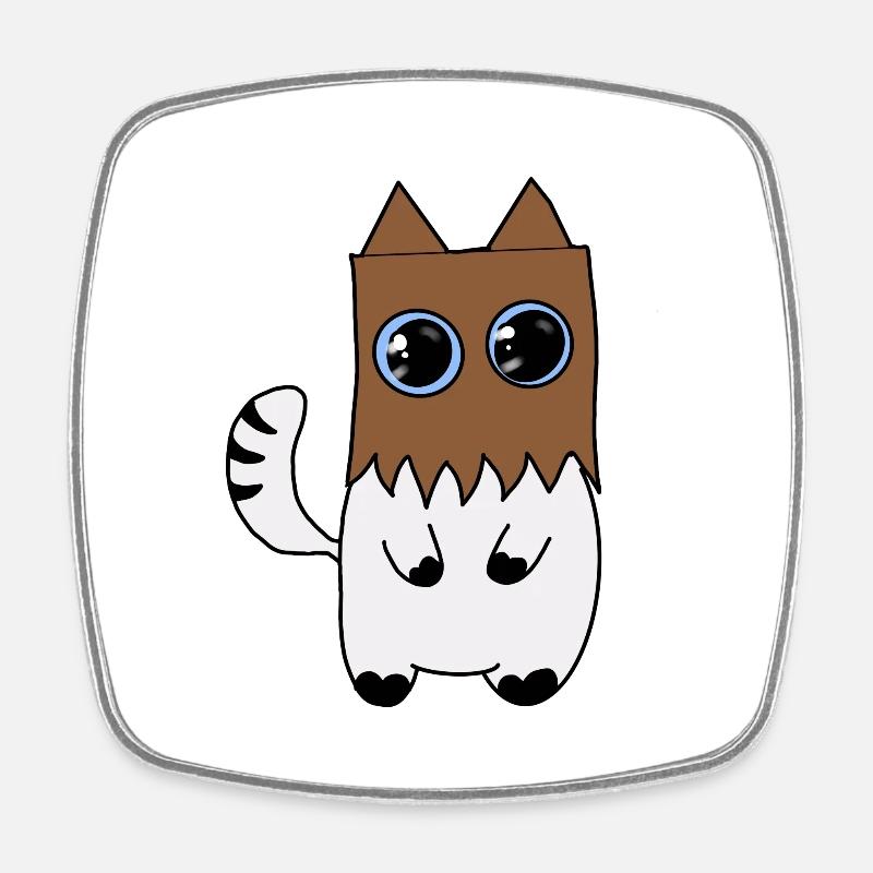Chat - Magnet carré - blanc