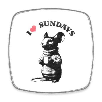 I love Sundays - Viereckiger Kühlschrankmagnet - Weiß - Vorne