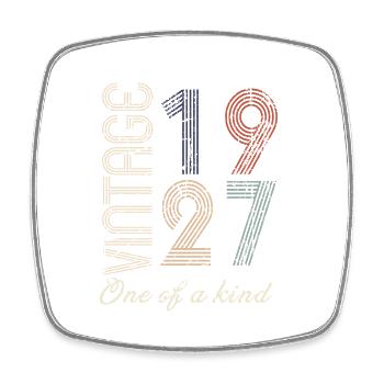 97th Birthday 1927 - Vintage Retro Gift Idea - Square fridge magnet - white - Front