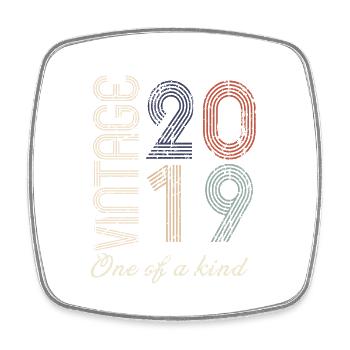 5th Anniversary 2019 - Vintage Retro Gift Idea - Square fridge magnet - white - Front