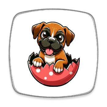 Colorful Boxer Dog Easter Egg Hatch Design - Square fridge magnet - white - Front