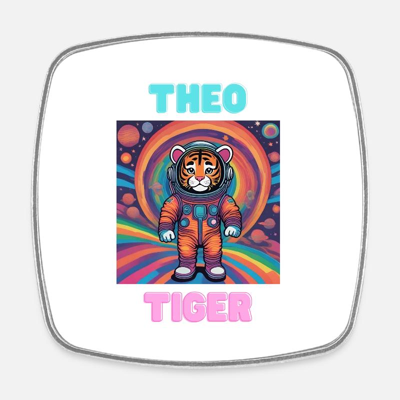 Theo Tiger - Square fridge magnet - white