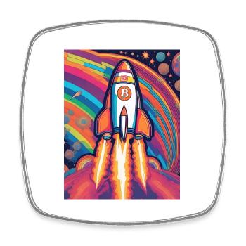 Bitcoin sur la lune - Magnet carré - blanc - Devant