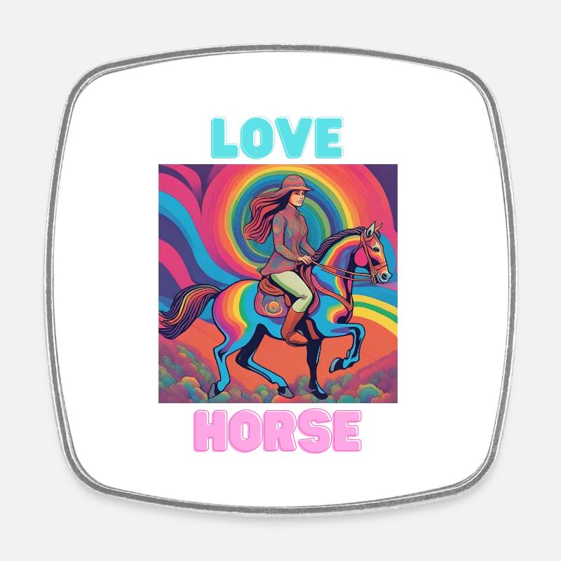 L’amour du cheval - Magnet carré - blanc
