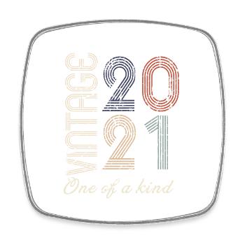 3. Jubiläum 2021 - Vintage-Retro-Geschenkidee - Viereckiger Kühlschrankmagnet - Weiß - Vorne