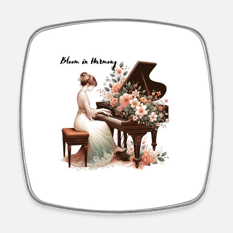 Bloom in Harmony - Viereckiger Kühlschrankmagnet - Weiß