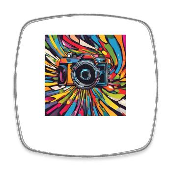 Appareil photo coloré - Magnet carré - blanc - Devant