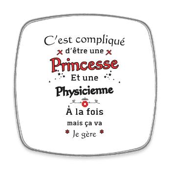 Princesse Physicienne - Magnet carré - blanc - Devant