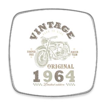 Motard Né 1964 anniversaire 1964 moto - Magnet carré - blanc - Devant