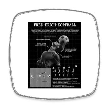 Fred-Erich-Kopfball - Viereckiger Kühlschrankmagnet - Weiß - Vorne