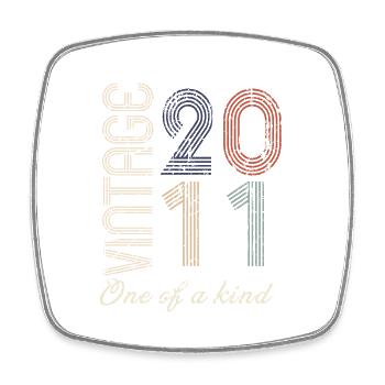 13th Anniversary 2011 - Vintage Retro Gift Idea - Square fridge magnet - white - Front