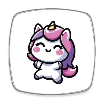 adorable conception de licorne kawaii - Magnet carré - blanc - Devant