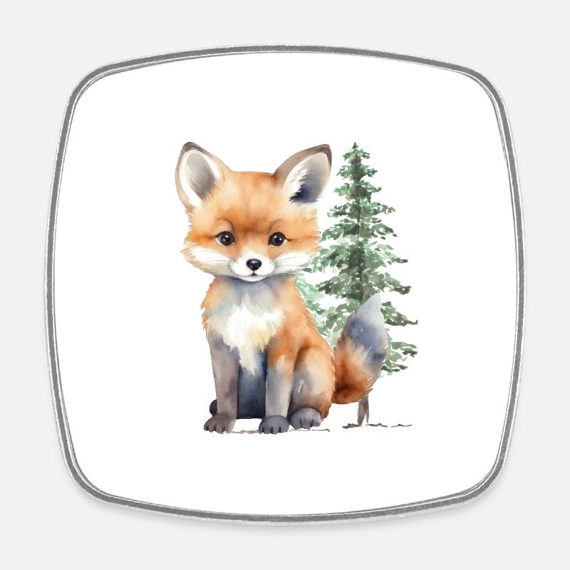 Fox in the forest - Square fridge magnet - white