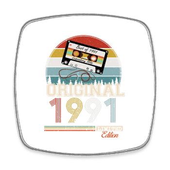 Cadeau rétro élégant : 1991 Vintage - Magnet carré - blanc - Devant