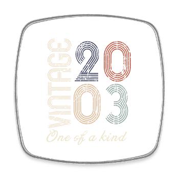 21. Geburtstag 2003 - Vintage Retro Geschenkidee - Viereckiger Kühlschrankmagnet - Weiß - Vorne