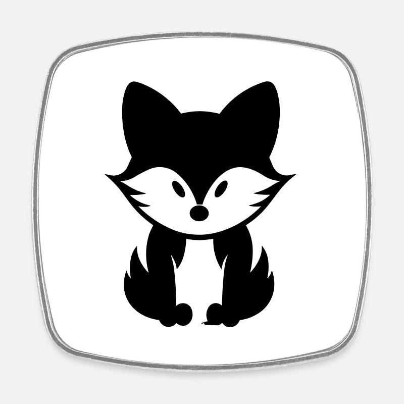 Renard - Magnet carré - blanc