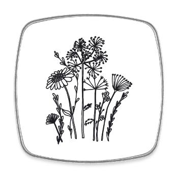 Dried flowers black - Square fridge magnet - white - Front