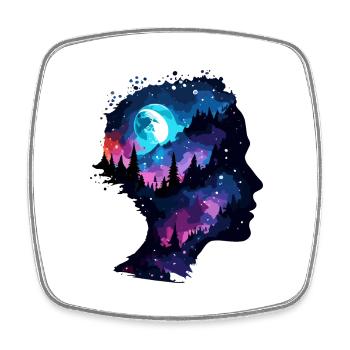 Silhouette / Wald / Porträt / Bäume / Person - Viereckiger Kühlschrankmagnet - Weiß - Vorne