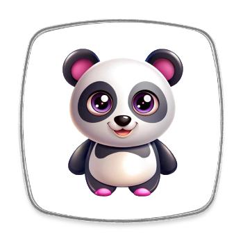 Kawaii Panda - Magnet carré - blanc - Devant