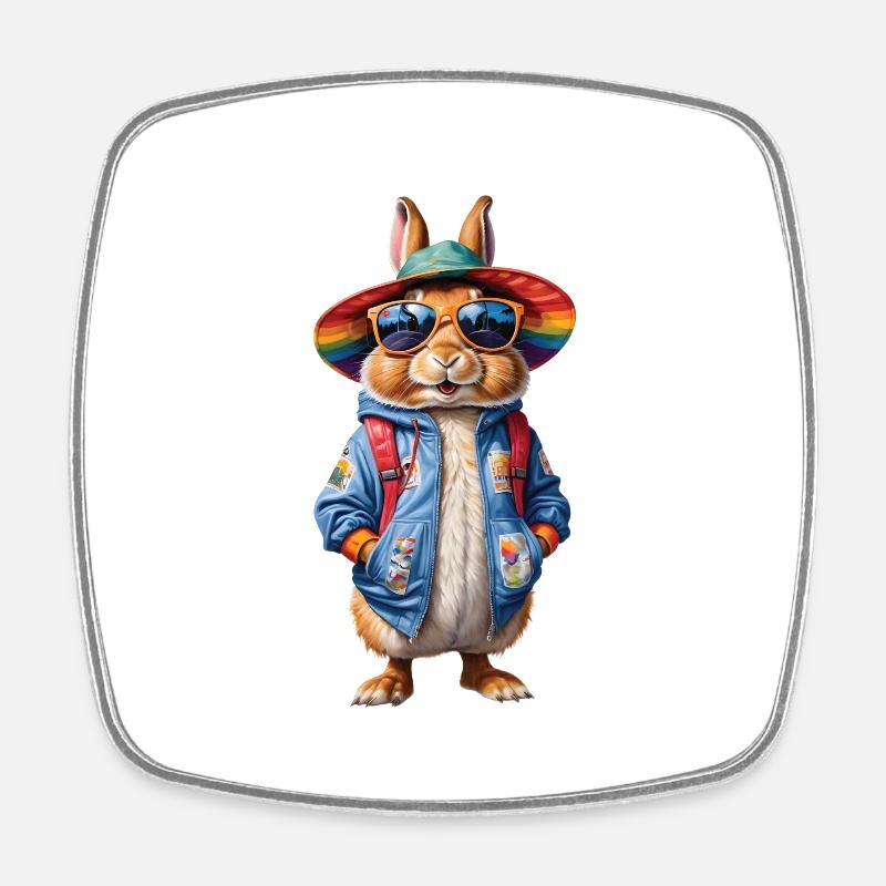 Lapin de Pâques coloré, mignon et mignon pour Pâques - Magnet carré - blanc