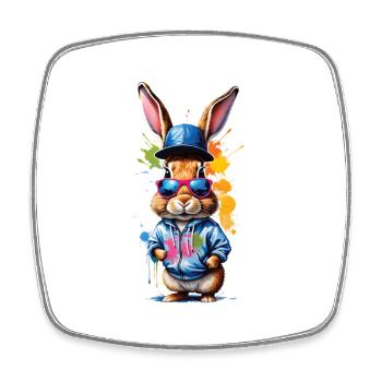 Osterhase bunt, süß und niedlich für Ostern - Viereckiger Kühlschrankmagnet - Weiß - Vorne