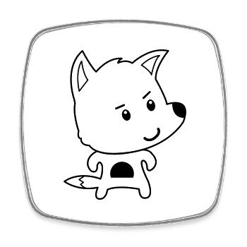 Bande dessinée Fox - Magnet carré - blanc - Devant