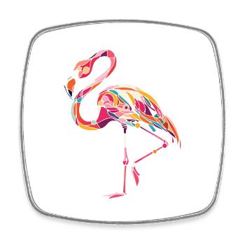 Cool Flamingo - Cadeau pour l’amoureux des animaux - Magnet carré - blanc - Devant