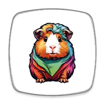 Cute guinea pig with colorful clothes - Square fridge magnet - white - Front