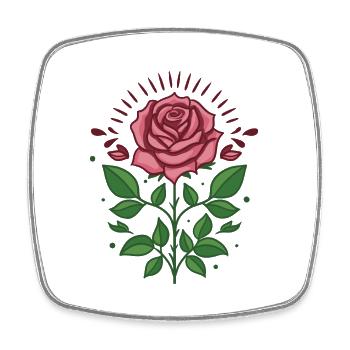 Fleur de rose - Magnet carré - blanc - Devant
