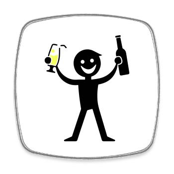 Boire une bouteille de bière - Magnet carré - blanc - Devant