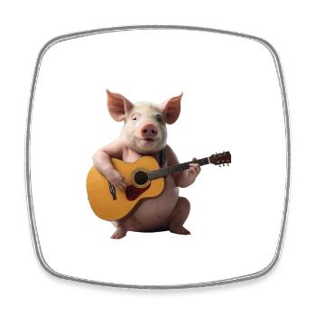 Pig Gitarre - Viereckiger Kühlschrankmagnet - Weiß - Vorne