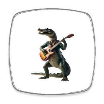 Krokodil-Gitarre - Viereckiger Kühlschrankmagnet - Weiß - Vorne